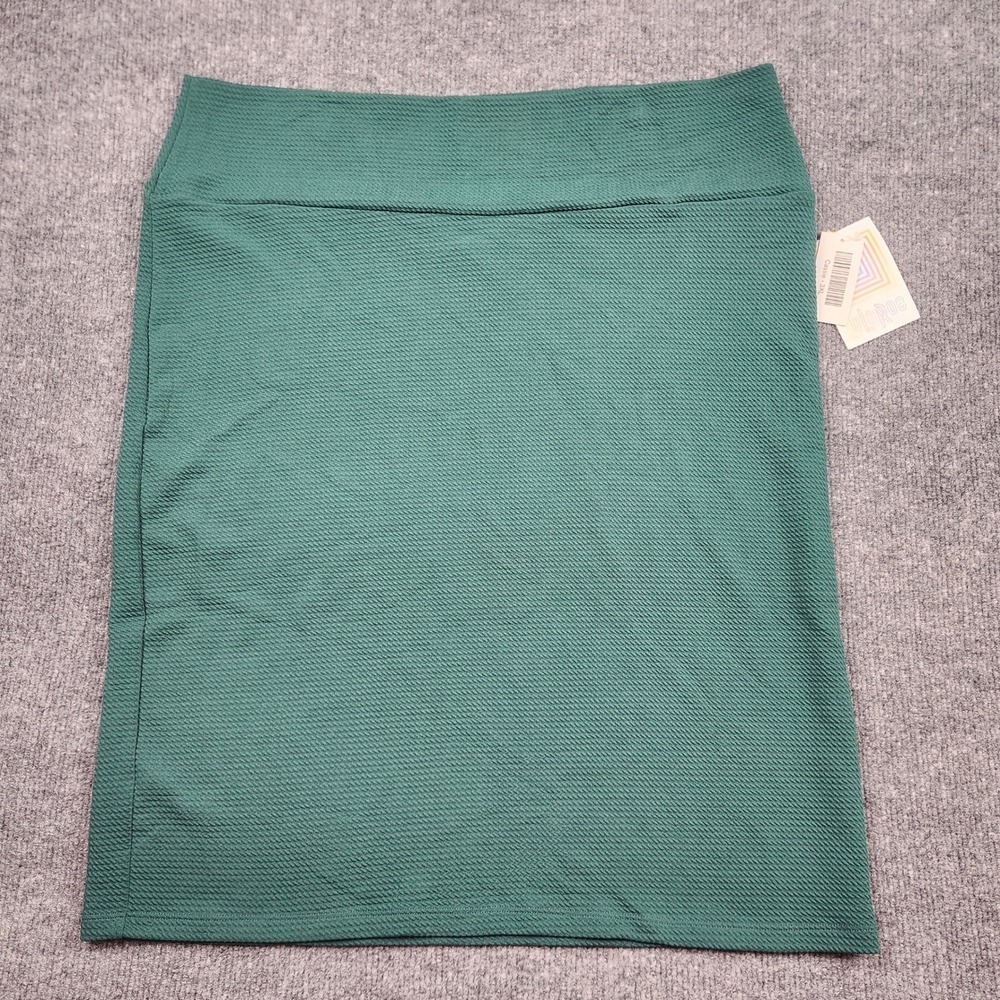 LuLaRoe Cassie Pencil Skirt 3XL Hunter Green Textured Stretch‎ Knit Knee Length